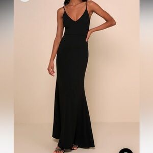 NWT Lulus Infinite Glory Black maxi dress S